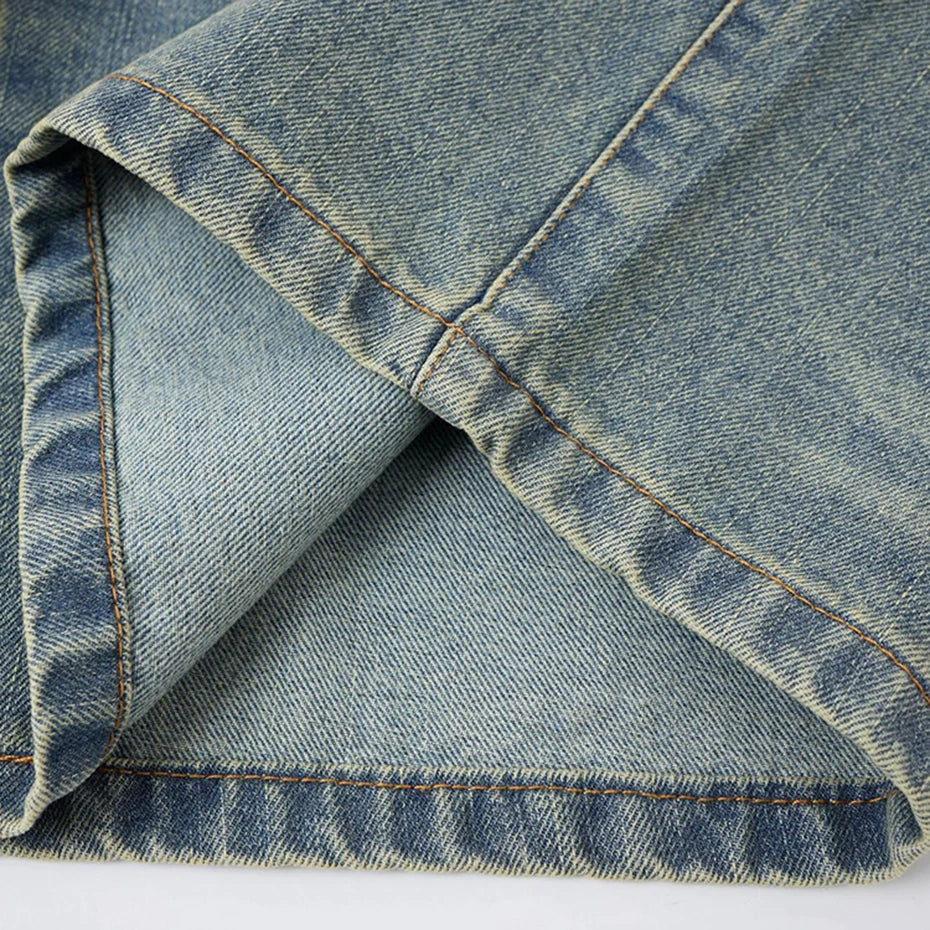 Tactical Y2K Loose Denim Shorts — fabric close-up