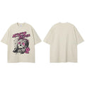 Y2K Beige Graffiti Skull Graphic T-Shirt — styling shot