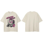 Y2K Beige Graffiti Skull Graphic T-Shirt — styling shot