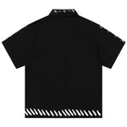 Loose Short Sleeve Button-Up Shirt — detail shot