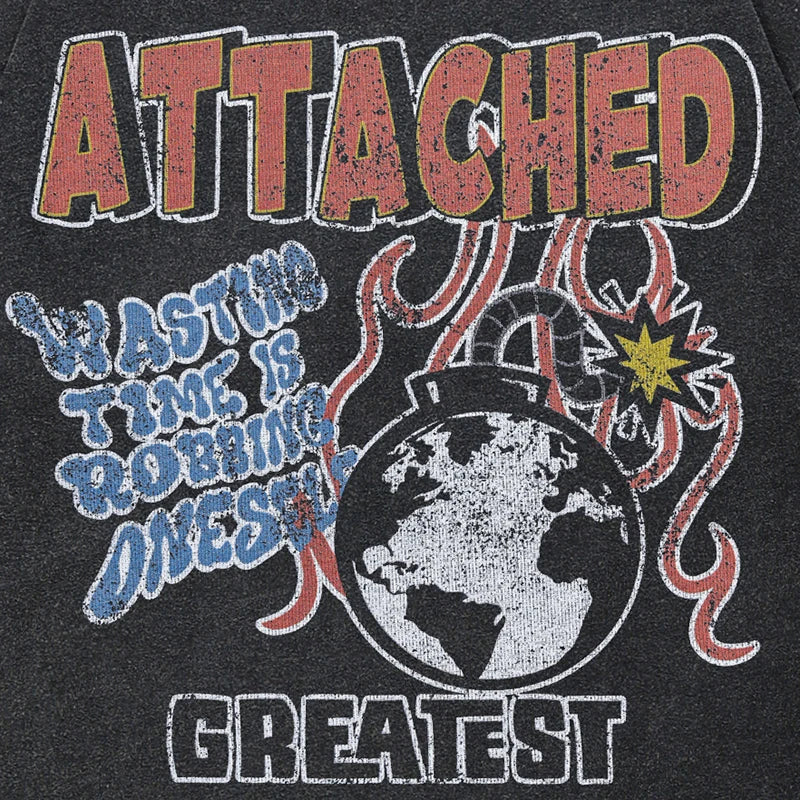 Tees Retro Black Washed T-Shirt — front view