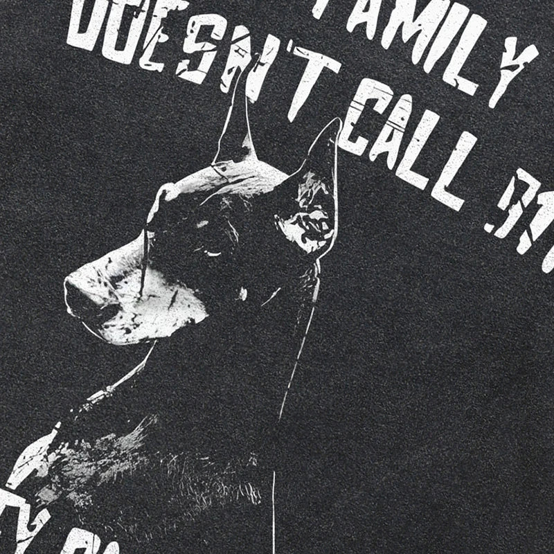 Retro Black Doberman Dog Washed T-Shirt — front view