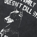 Retro Black Doberman Dog Washed T-Shirt — front view