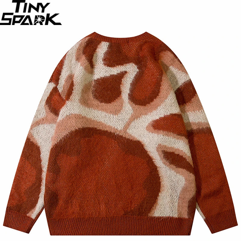 Retro Red Graphic Knit Sweater — back view