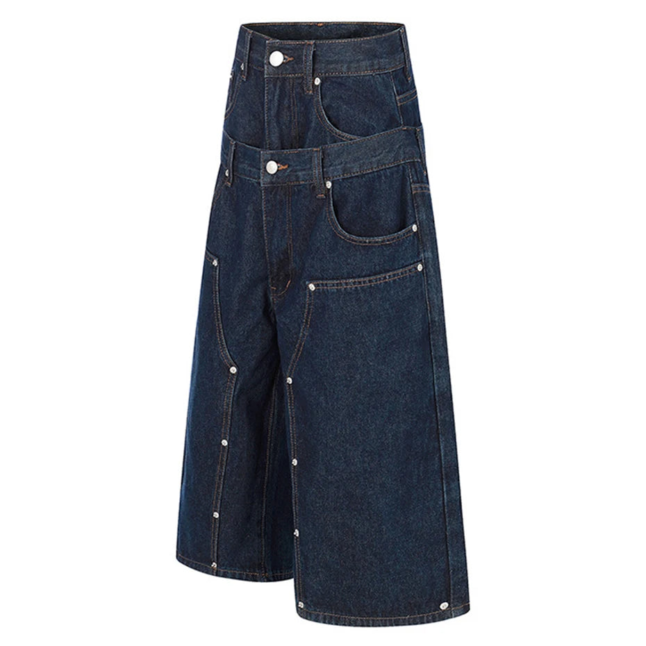 Jeans Blue Loose Denim Shorts — front view