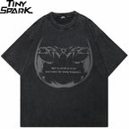 Retro Black Angel Wings Washed T-Shirt — back view
