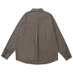 Vintage Plaid Cats Graphic Loose Shirt — front view