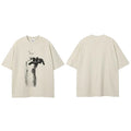 White Beige Shadow Graphic T-Shirt — fabric close-up