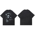 Retro Black Graphic Oversized T-Shirt — side view