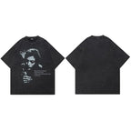 Retro Black Graphic Oversized T-Shirt — side view