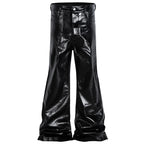 Red Denim Flare Jeans — fabric close-up
