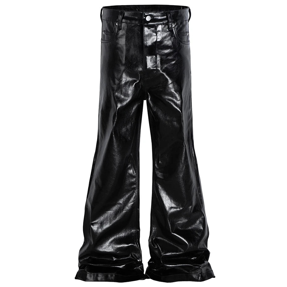 Red Denim Flare Jeans — fabric close-up