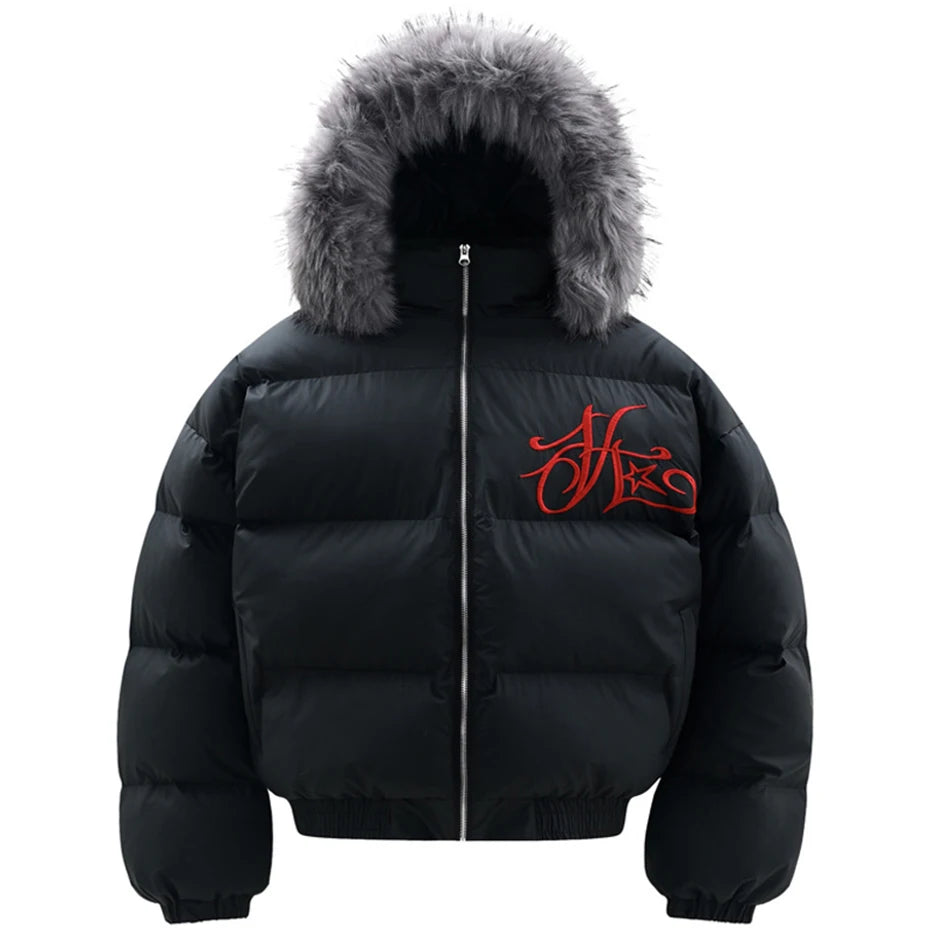 Padded Fur Puffer Jacket — styling shot