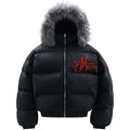 Padded Fur Puffer Jacket — styling shot