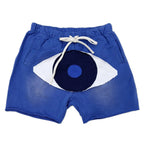Vintage Eyes Patchwork Sweat Shorts — styling shot