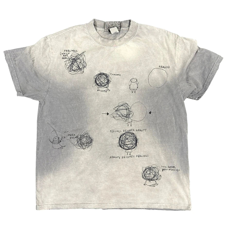 Y2K Tie Dye Graphic Oversized T-Shirt — Style 4 gray