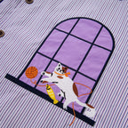 Funny Cats Graphic Loose Shirt — fabric close-up