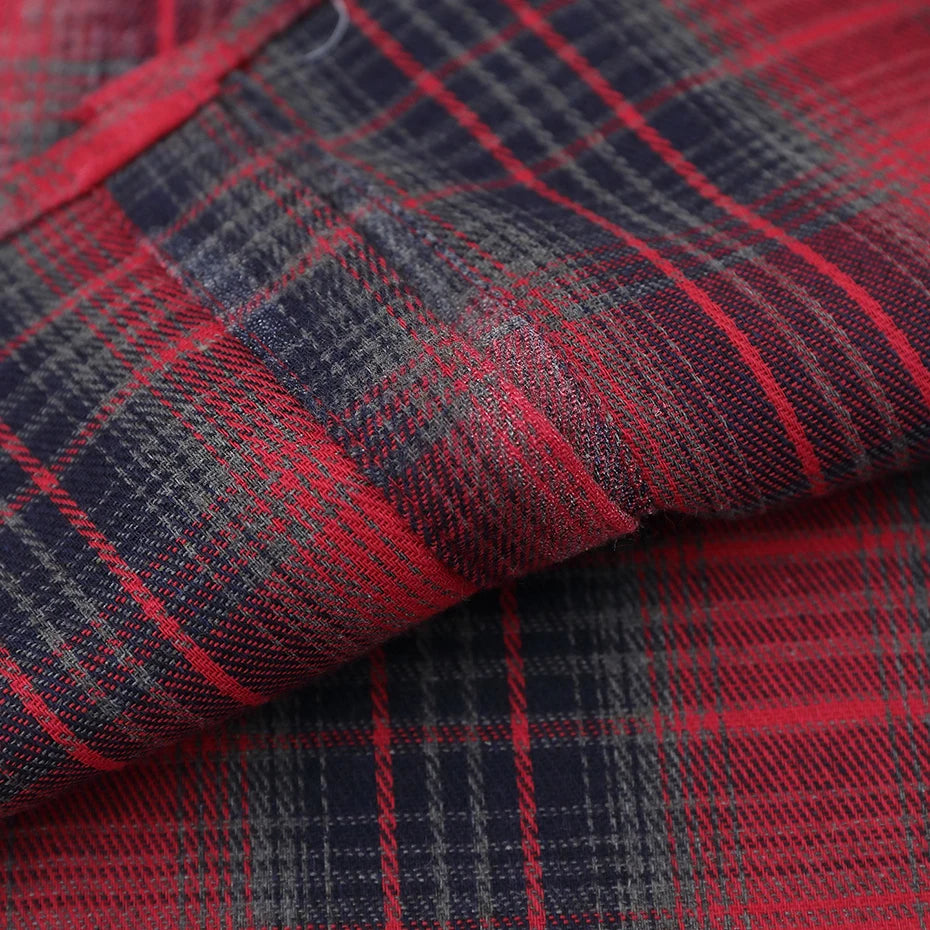 Shirts Vintage Plaid Oversized Shirt — fabric close-up