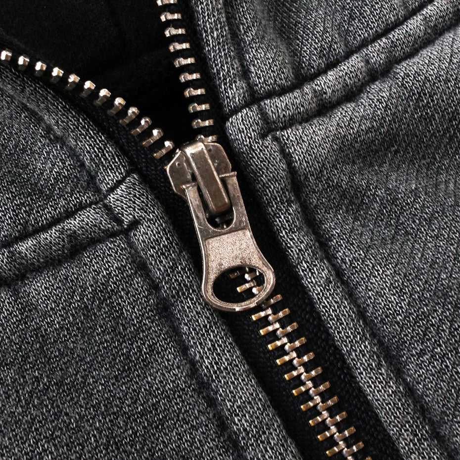 Vintage Mask Zip Oversized Coat — fit shot
