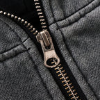 Vintage Mask Zip Oversized Coat — fit shot