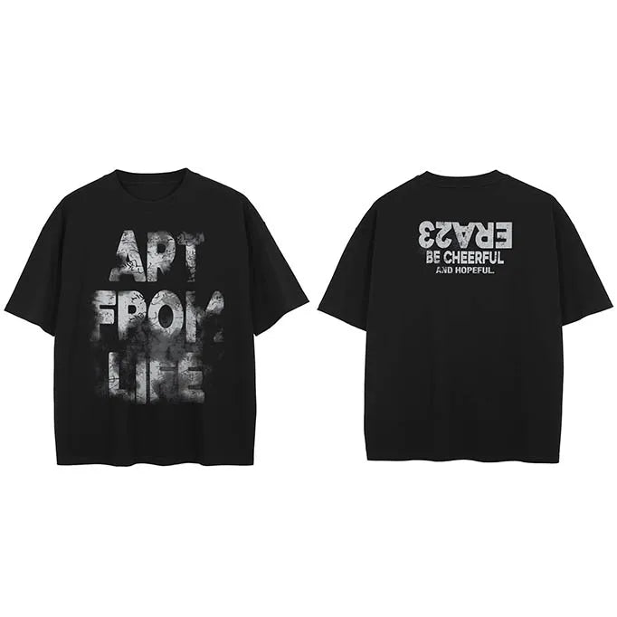 Vintage Beige Graffiti Graphic T-Shirt — styling shot