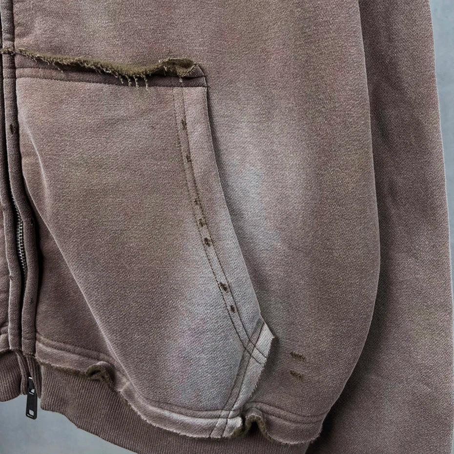 Vintage Ripped Oversized Jacket — fit shot