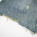 Vintage Leopard Patchwork Loose Denim Shorts — fit shot