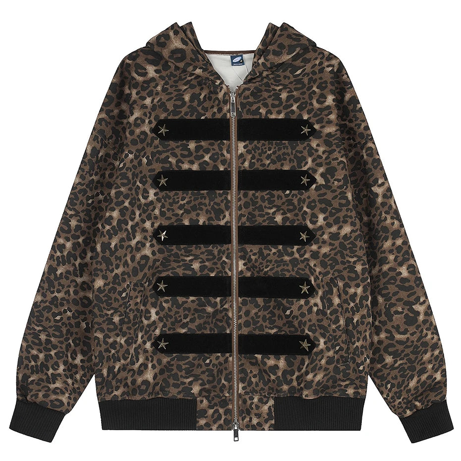 Vintage Leopard Star Oversized Jacket — styling shot