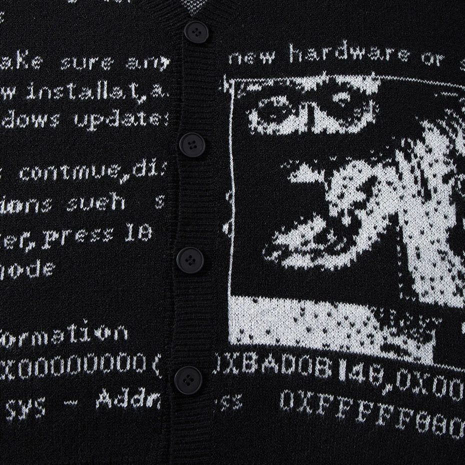 Vintage Letter Car Knit Oversized Sweater — detail shot