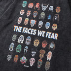 Black Scary Faces Graphic Loose T-Shirt — detail shot