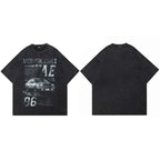 Racing Black Racing Car Graphic Oversized T-Shirt — styling shot
