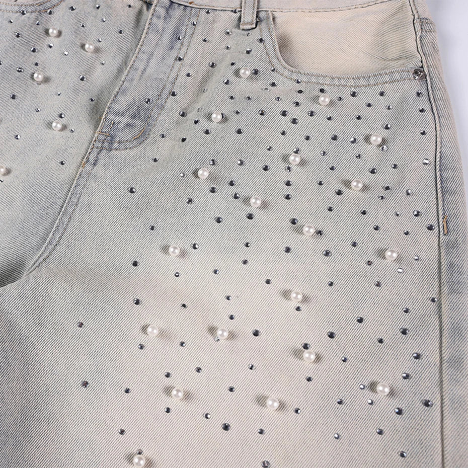 Pearl Vintage Loose Denim Shorts — detail shot