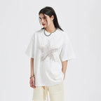 Y2K White Star Graphic T-Shirt — back view