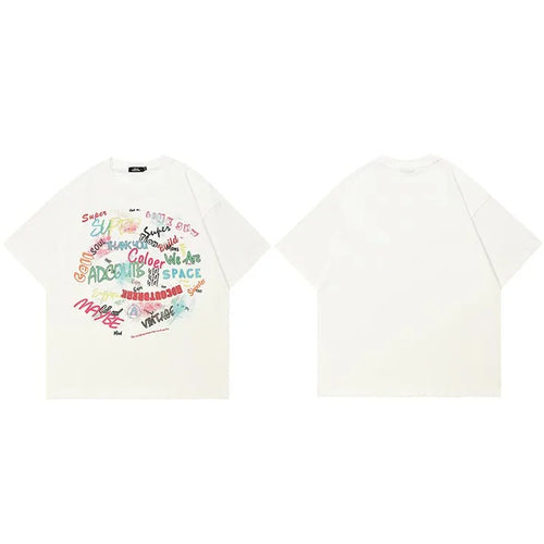 Beige Graffiti Graphic T-Shirt — styling shot