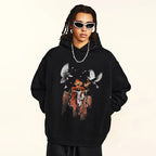 Vintage Retro Black Graphic Hoodie — front view