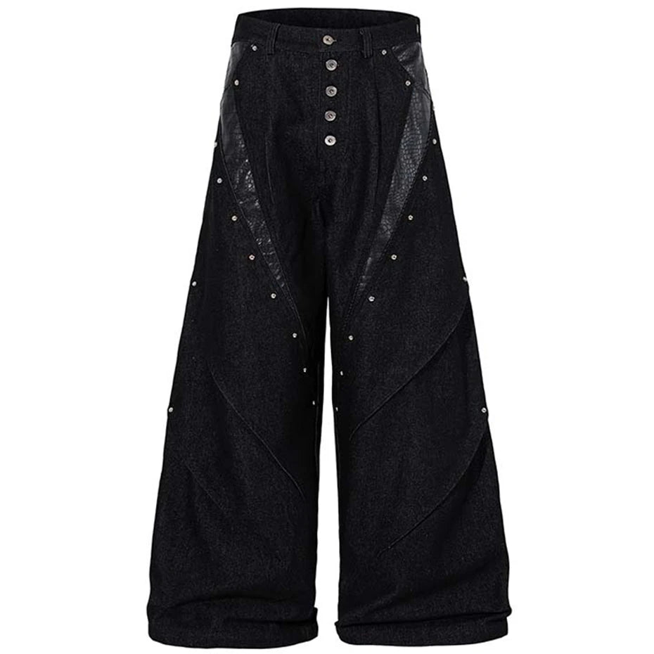 Rivet Black Patchwork Denim Baggy Jeans — styling shot