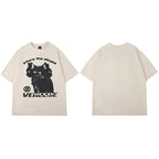 Black Cat Graphic Loose T-Shirt — side view