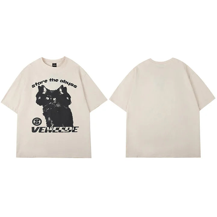 Black Cat Graphic Loose T-Shirt — side view