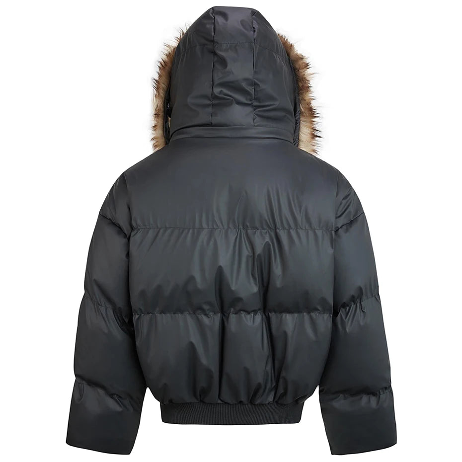 Padded Fur Oversized Puffer Jacket — front view