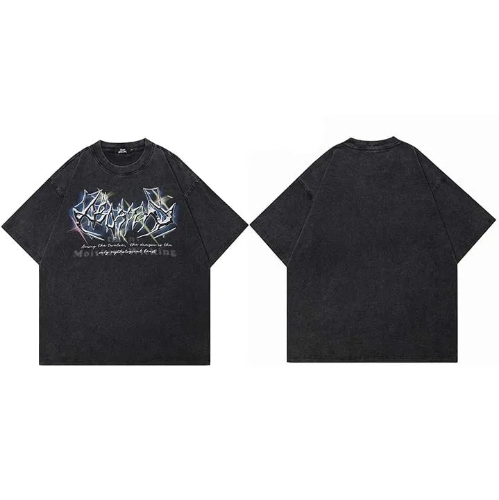 Retro Black Letter Washed T-Shirt — side view