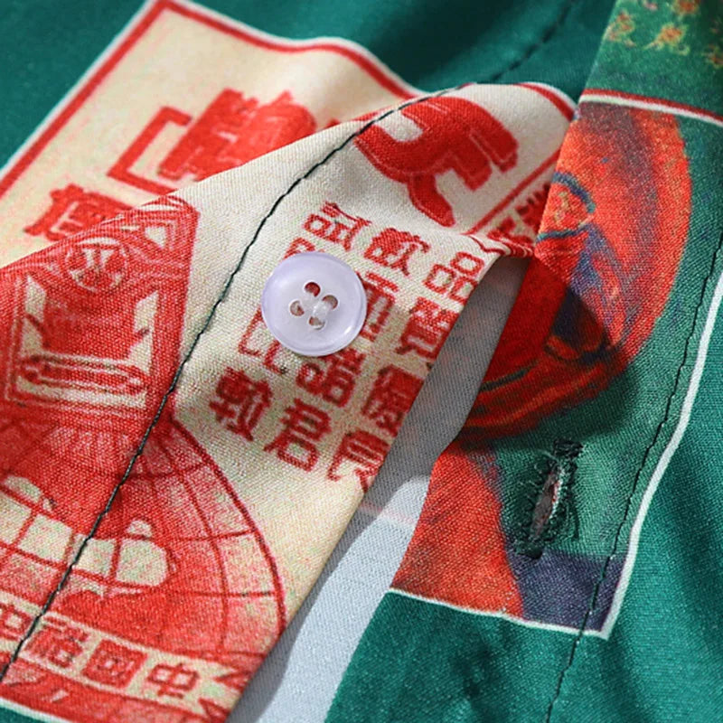 Retro Cigarette Print Hawaiian Shirt — back view