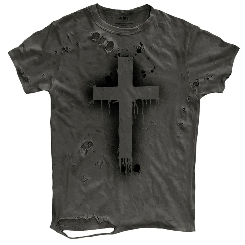Ripped Vintage Graphic T-Shirt — fit shot