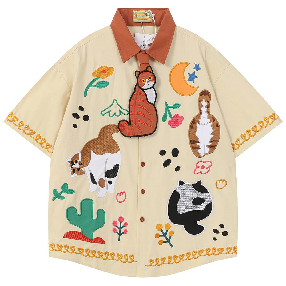 Y2K Vintage Cat Graphic Oversized Shirt — styling shot