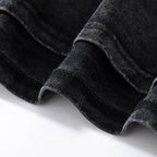 Vintage Black Mask Graphic Loose T-Shirt — fabric close-up