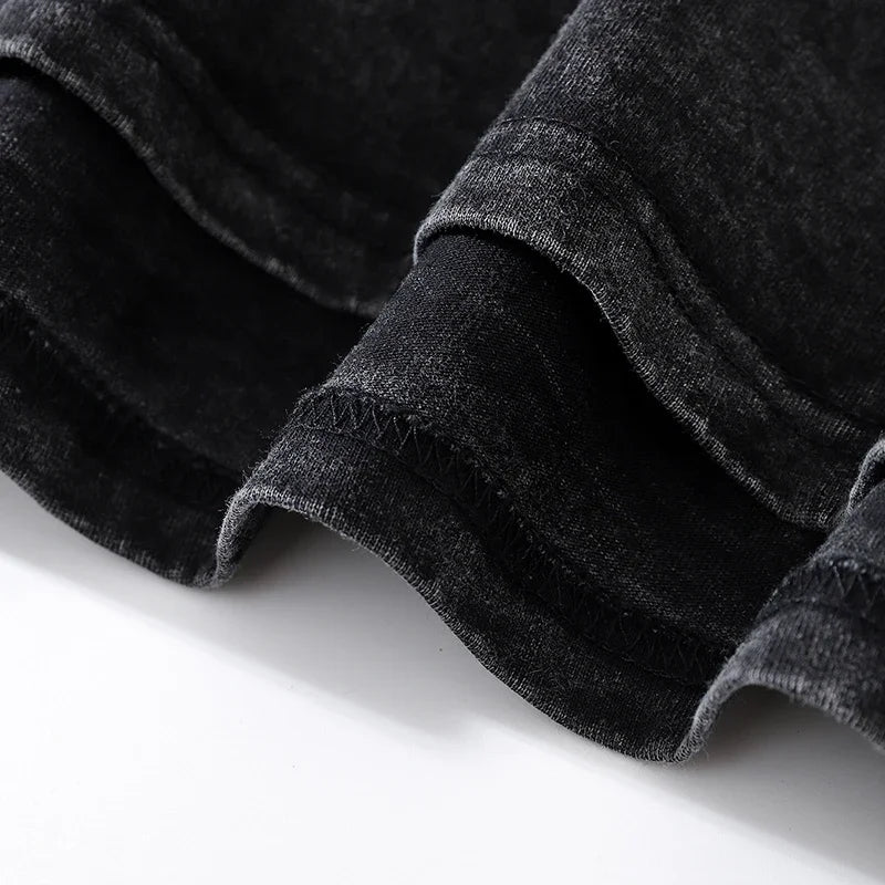 Vintage Black Mask Graphic Loose T-Shirt — fabric close-up