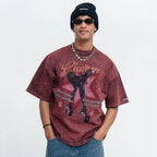 Y2K Hip Hop Graphic Oversized T-Shirt — fabric close-up