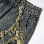 Vintage Patchwork Loose Denim Shorts — fit shot