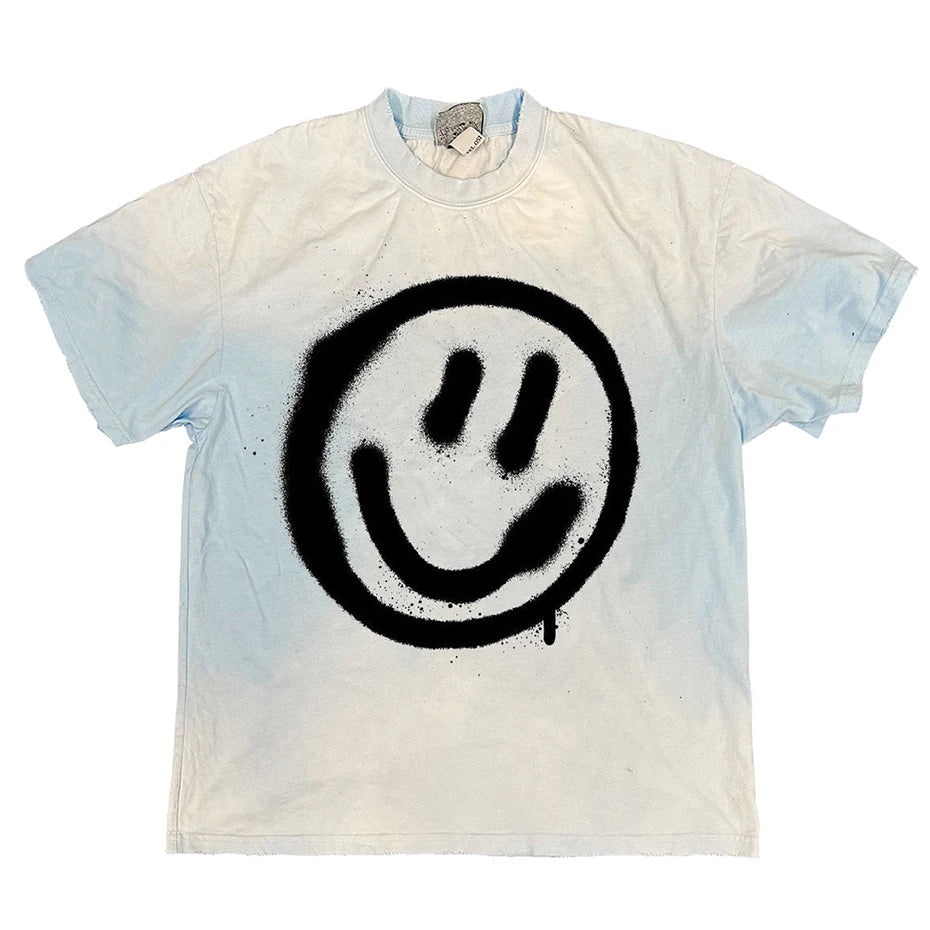 Y2K Tie Dye Graphic Oversized T-Shirt — fabric close-up