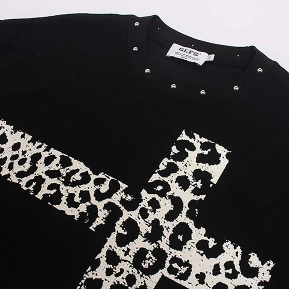 Patchwork Loose Long Sleeve Tee — back view