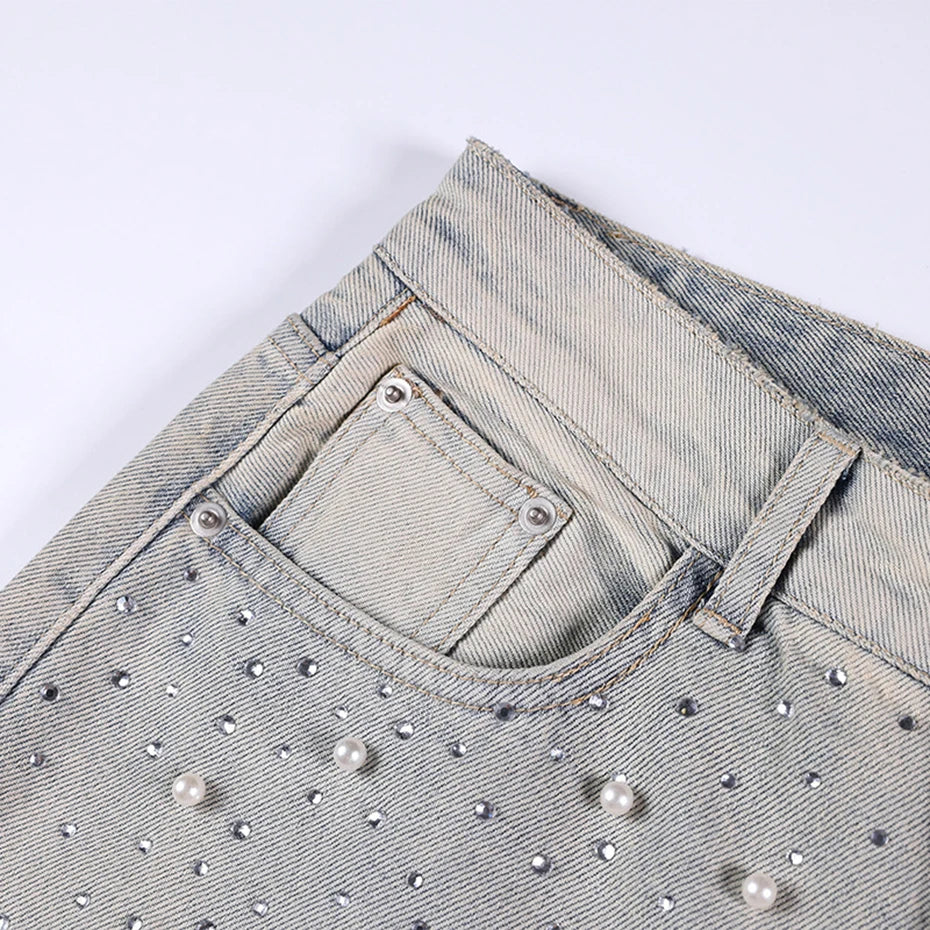 Pearl Vintage Loose Denim Shorts — back view